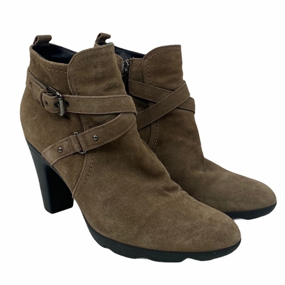 AQUATALIA Heeled Buckled Side Zipper Ankle Boots - Picture 1 of 14